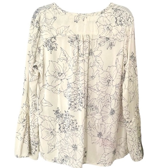Anthropology Cloth & Stone Long Sleeve Shirt. Ivory With Grey Floral Sketch. M - Picture 5 of 6